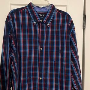 Chaps Stretch Easy Care Men’s Large Oxford Button Down Shirt Plaid Dark …